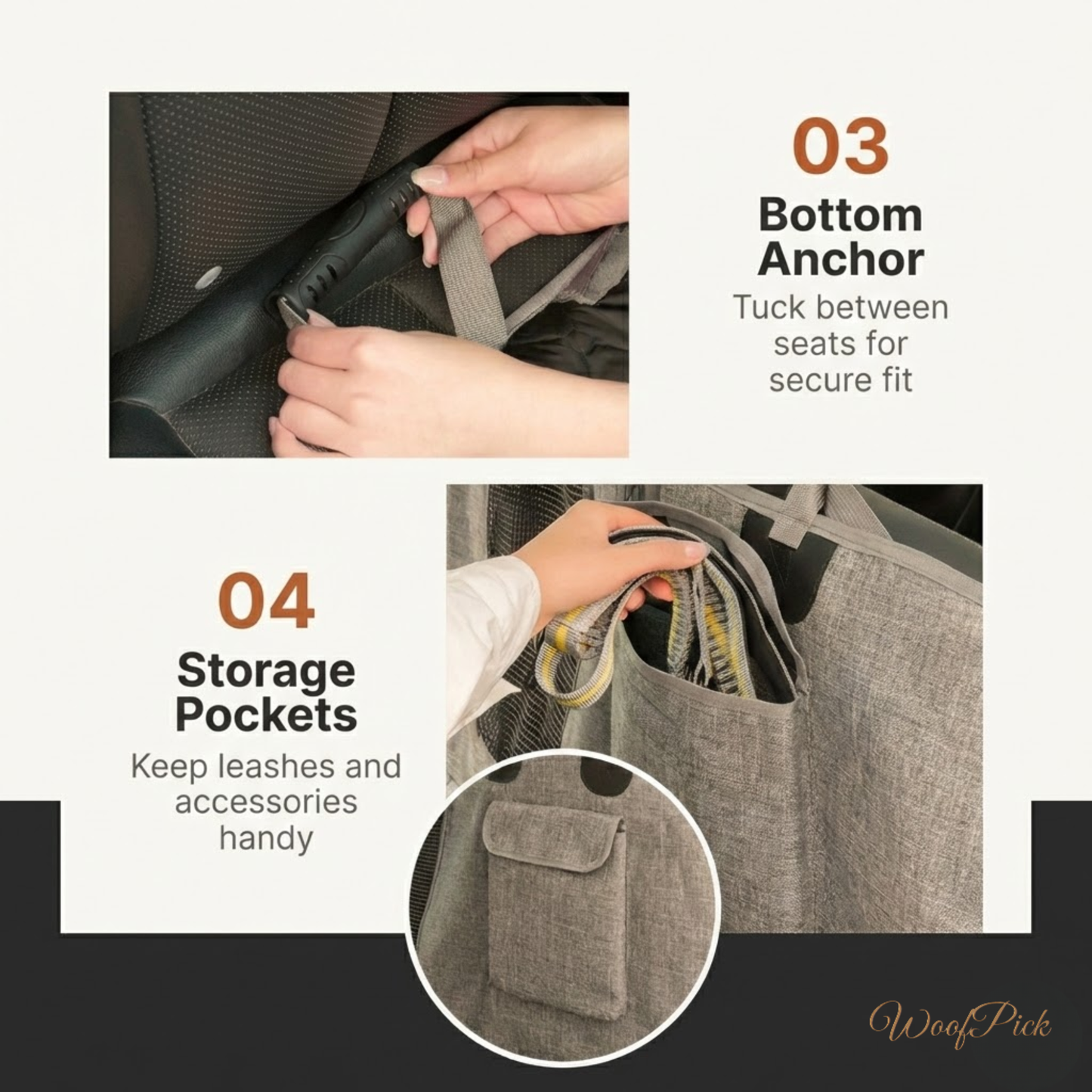 WoofPick car seat cover easy 4-step installation guid