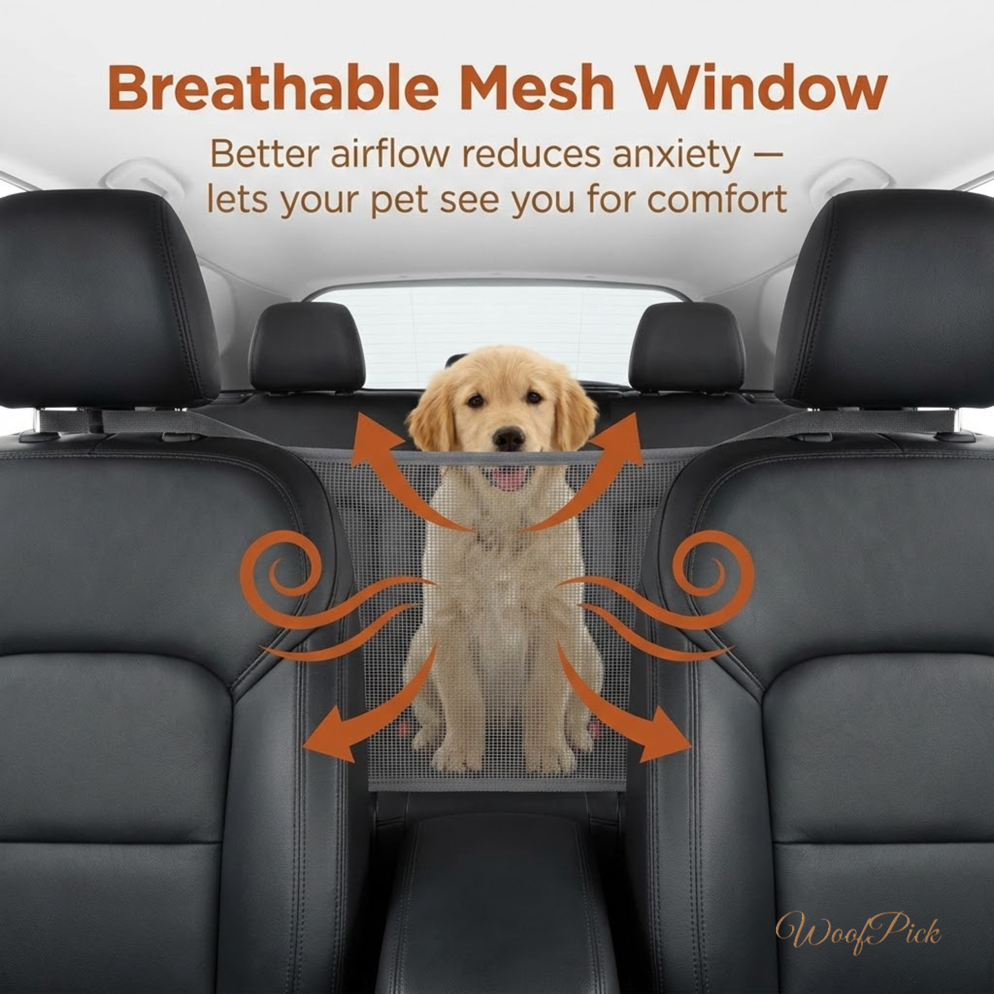 WoofPick car seat cover breathable mesh window for dog visibility and airflow