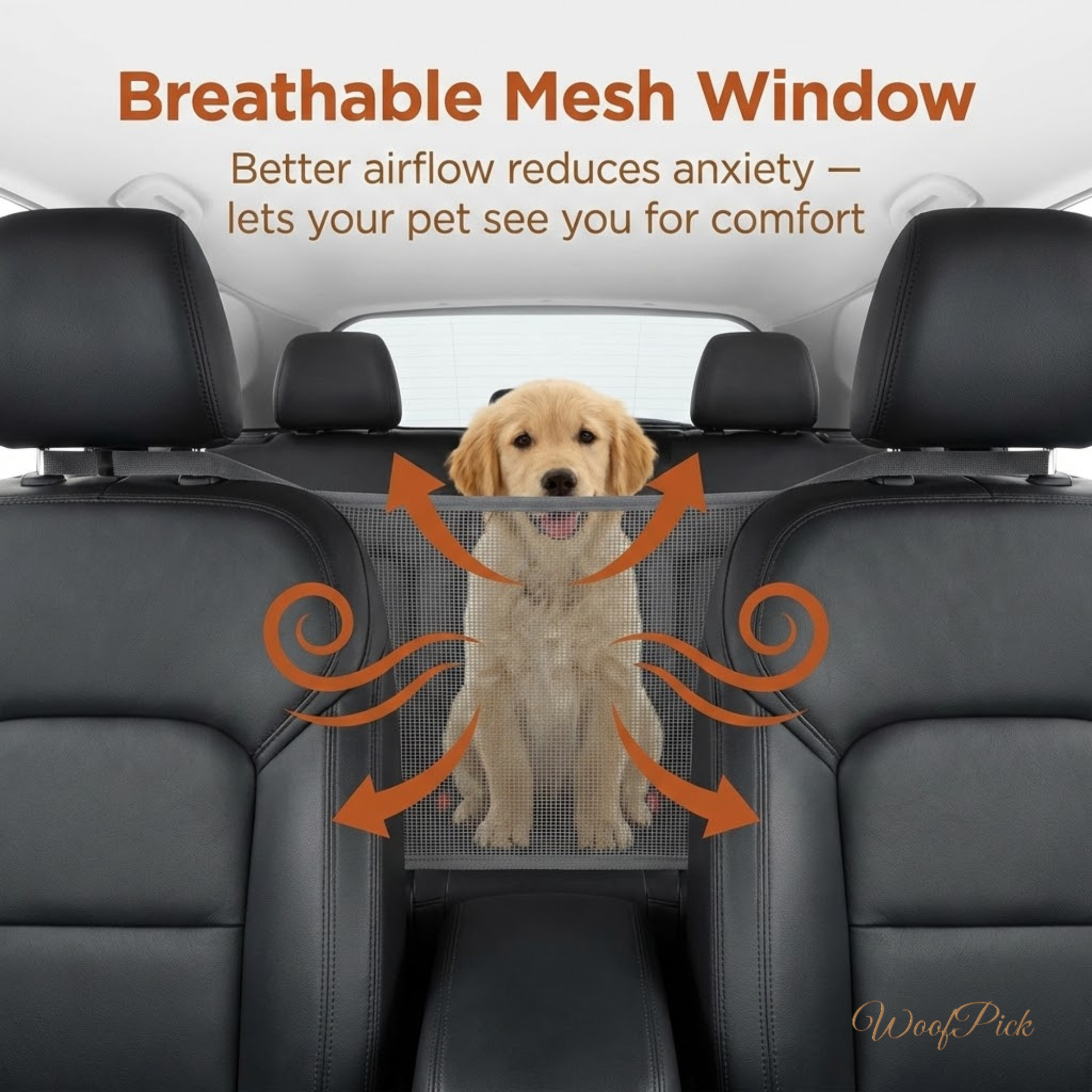 WoofPick car seat cover breathable mesh window for dog visibility and airflow