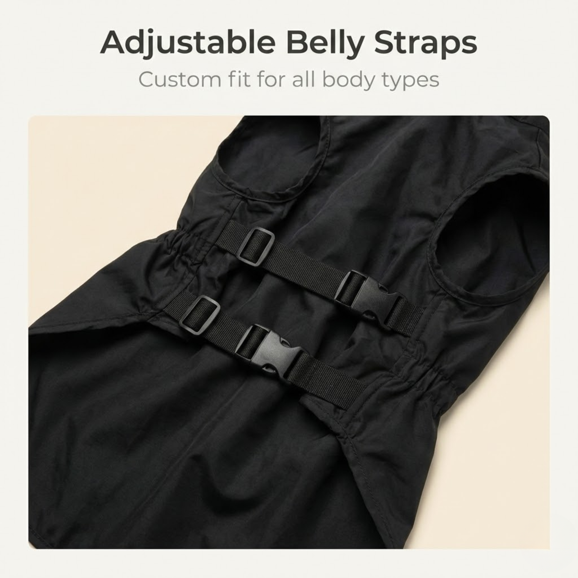 WoofPick dog raincoat adjustable belly straps for secure custom fit