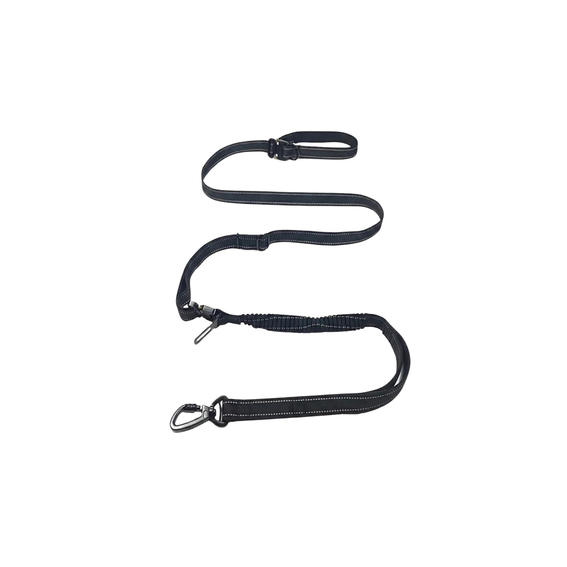 WoofPick hands-free dog leash features showing soft handle elastic band durable metal buckles