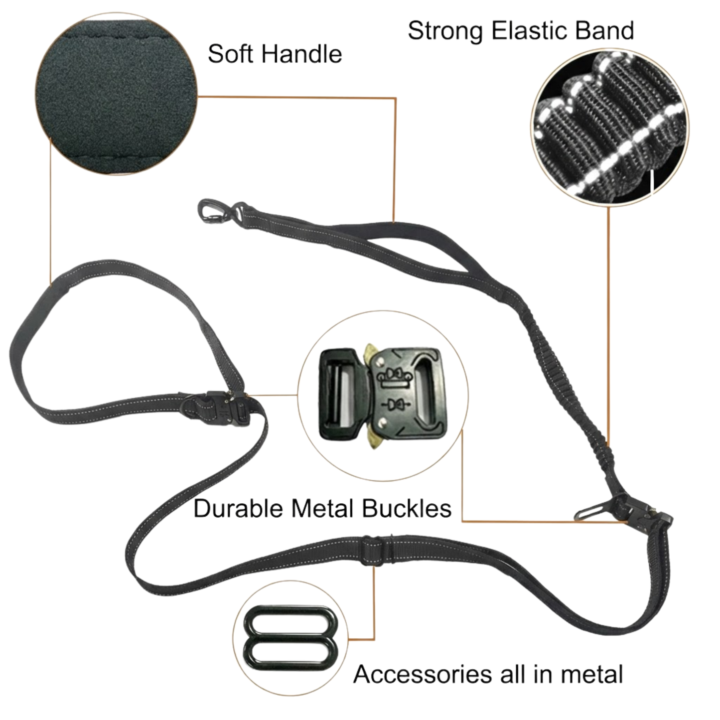 WoofPick Hands-Free Dog Leash — Waist Belt Running Lead with Bungee Shock Absorber for Medium & Large Dogs